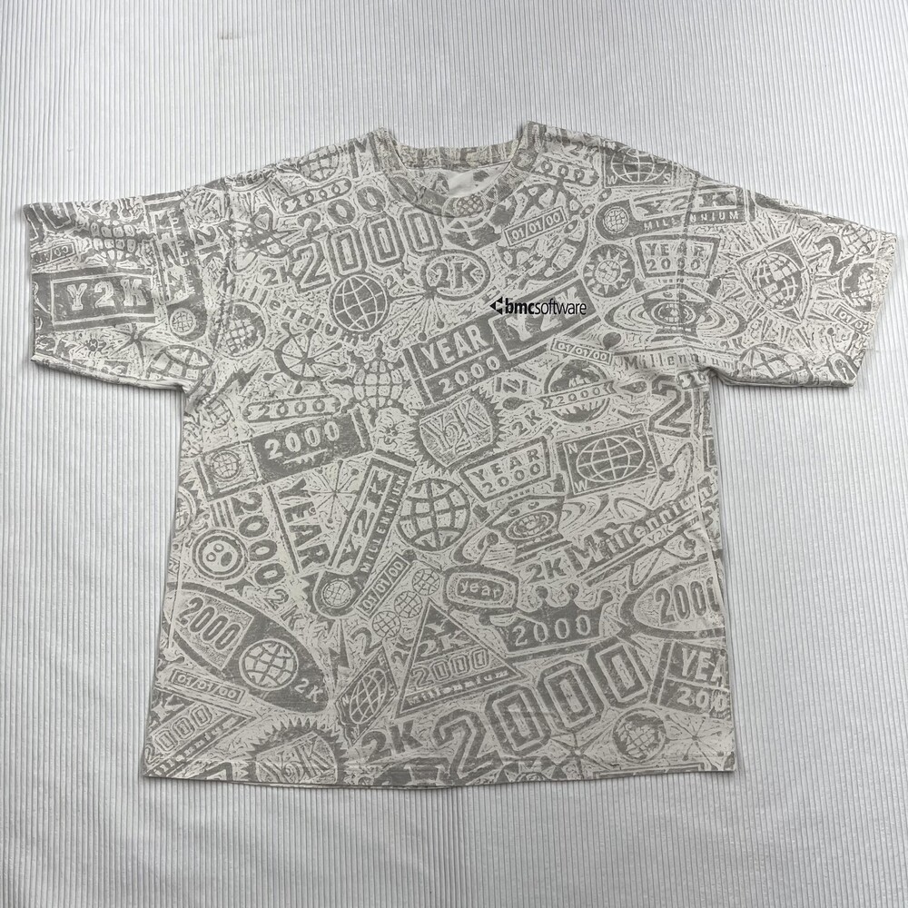 Vintage BMC Software Shirt Mens XL Gray Y2K Year 2000 Millennium Graphic Tee